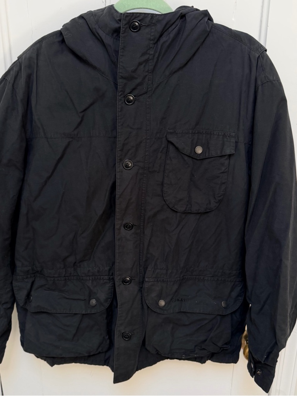 Barbour Black Hooded Field Jacket